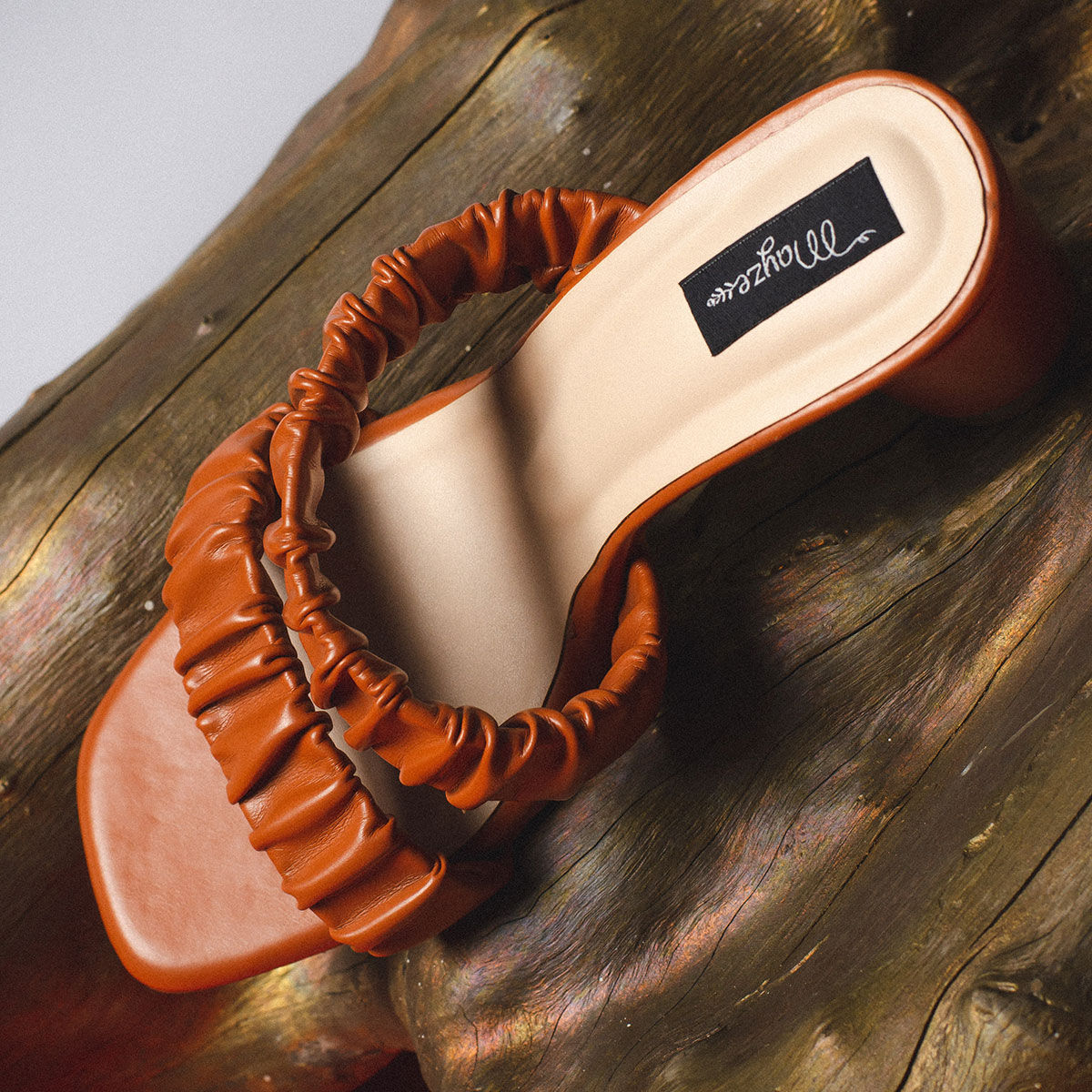 Buy MAYZE Ruffle Truffle Tan Heels Online