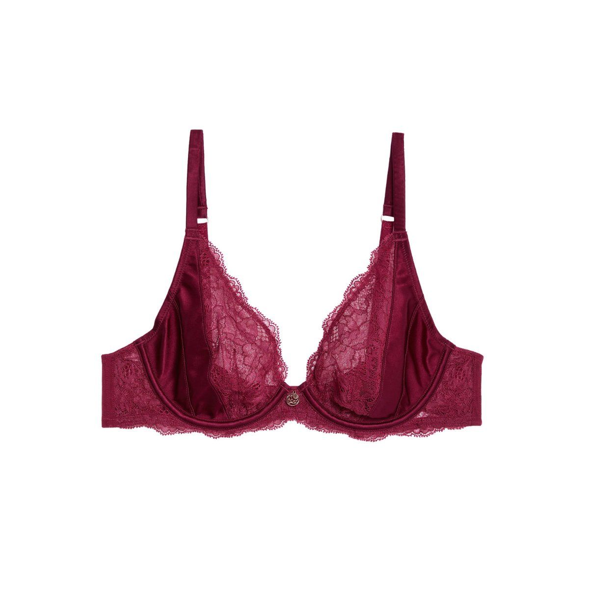 Buy Marks & Spencer Claret Lace Wired Plunge Bra Online