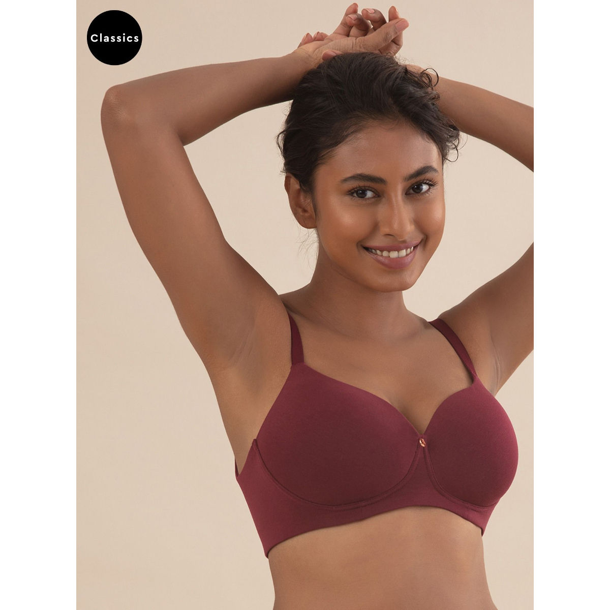 Buy Nykd by Nykaa Cups of Joy Wire-free Shaping Bra - Maroon NYB094 Online