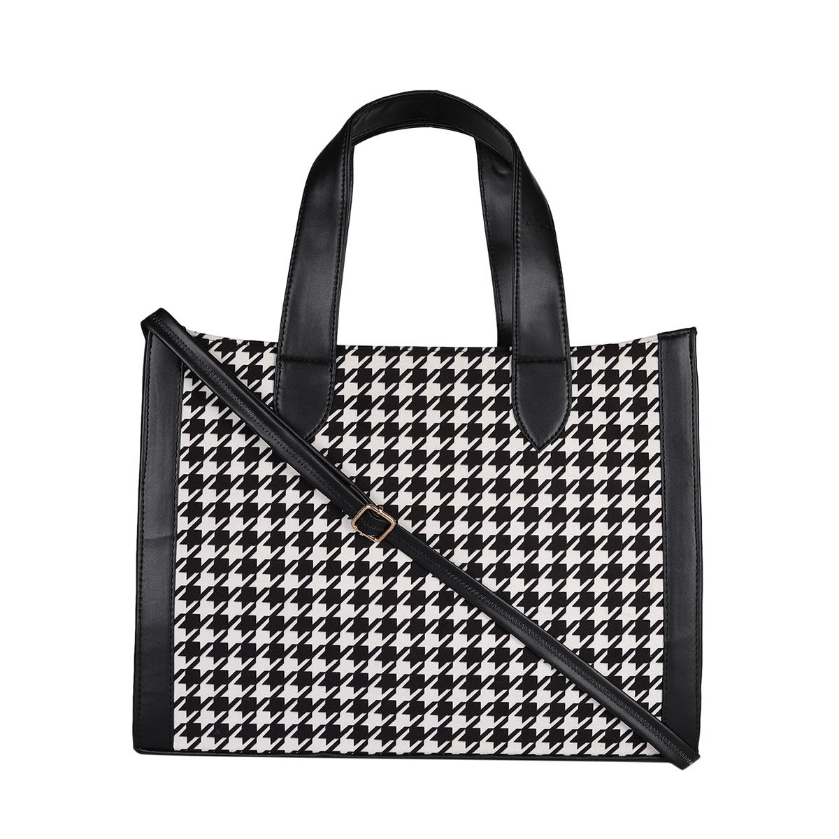 Buy Mini Wesst Black And White Textured Tote Bag Online