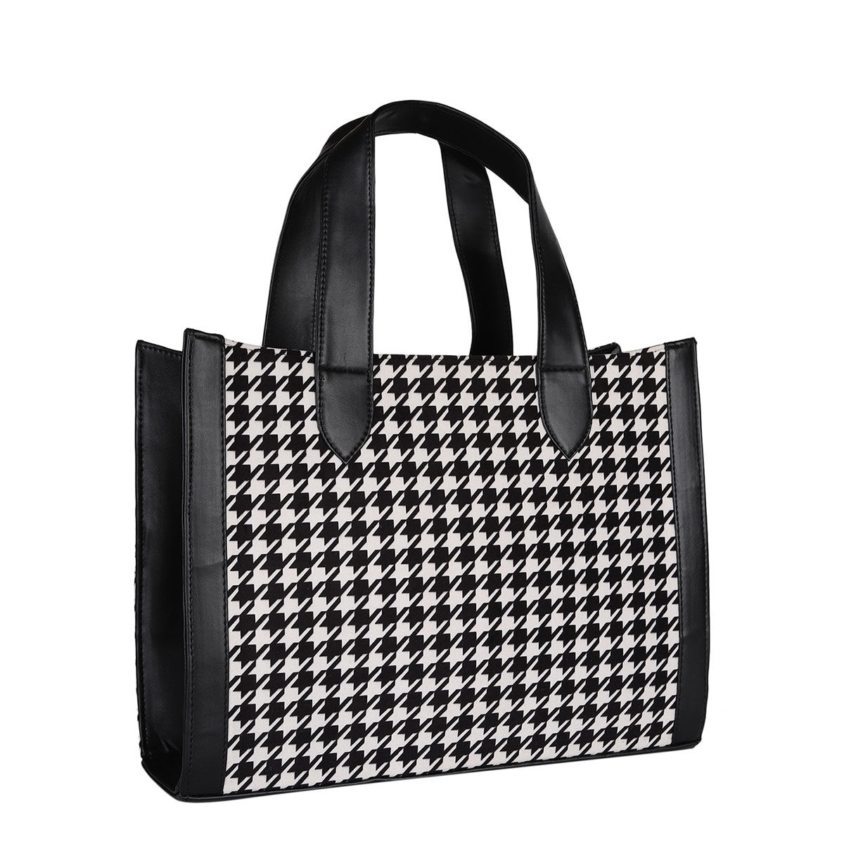 Buy MINI WESST Black And White Textured Tote Bag Online