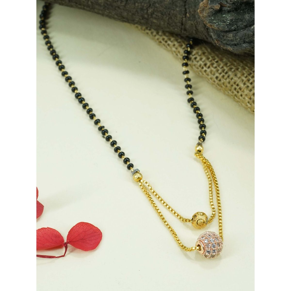 Buy GRIIHAM Gold Plating Black Bead Mangalsutra Mangalya Chain 18 ...