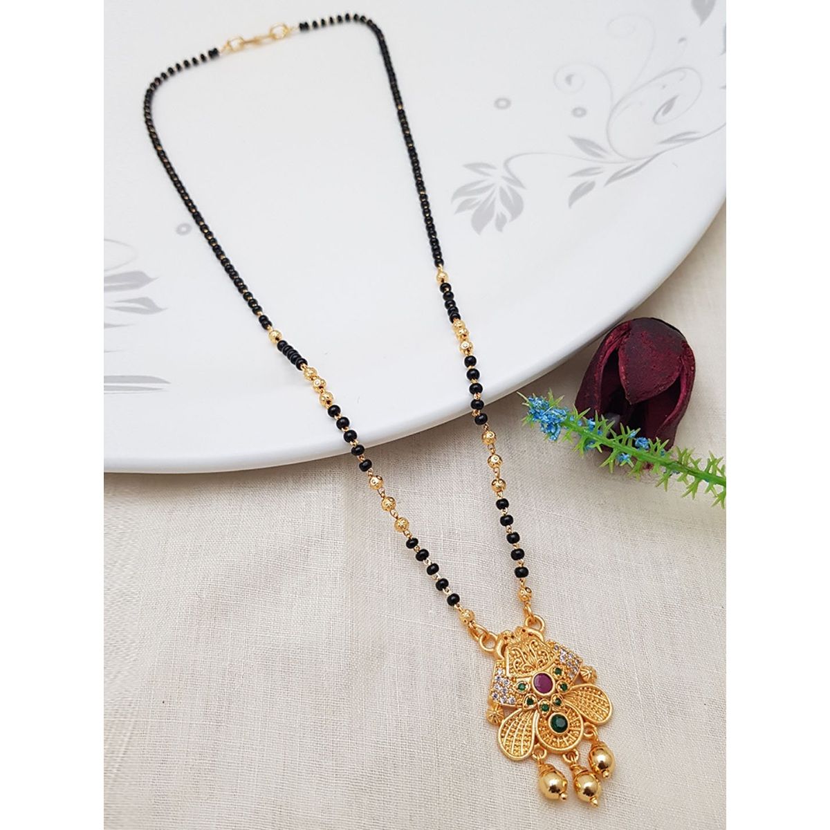 Buy GRIIHAM Gold Plated Medium Length Mangalsutra Online