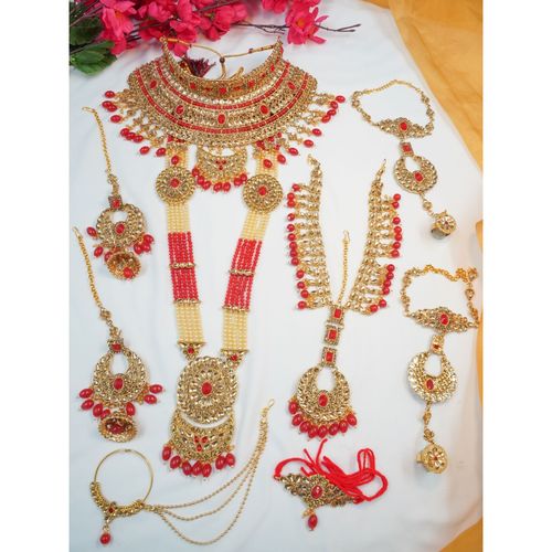 GRIIHAM Fancy Dulhan Gold Polish Bridal Jewellery Set Combo