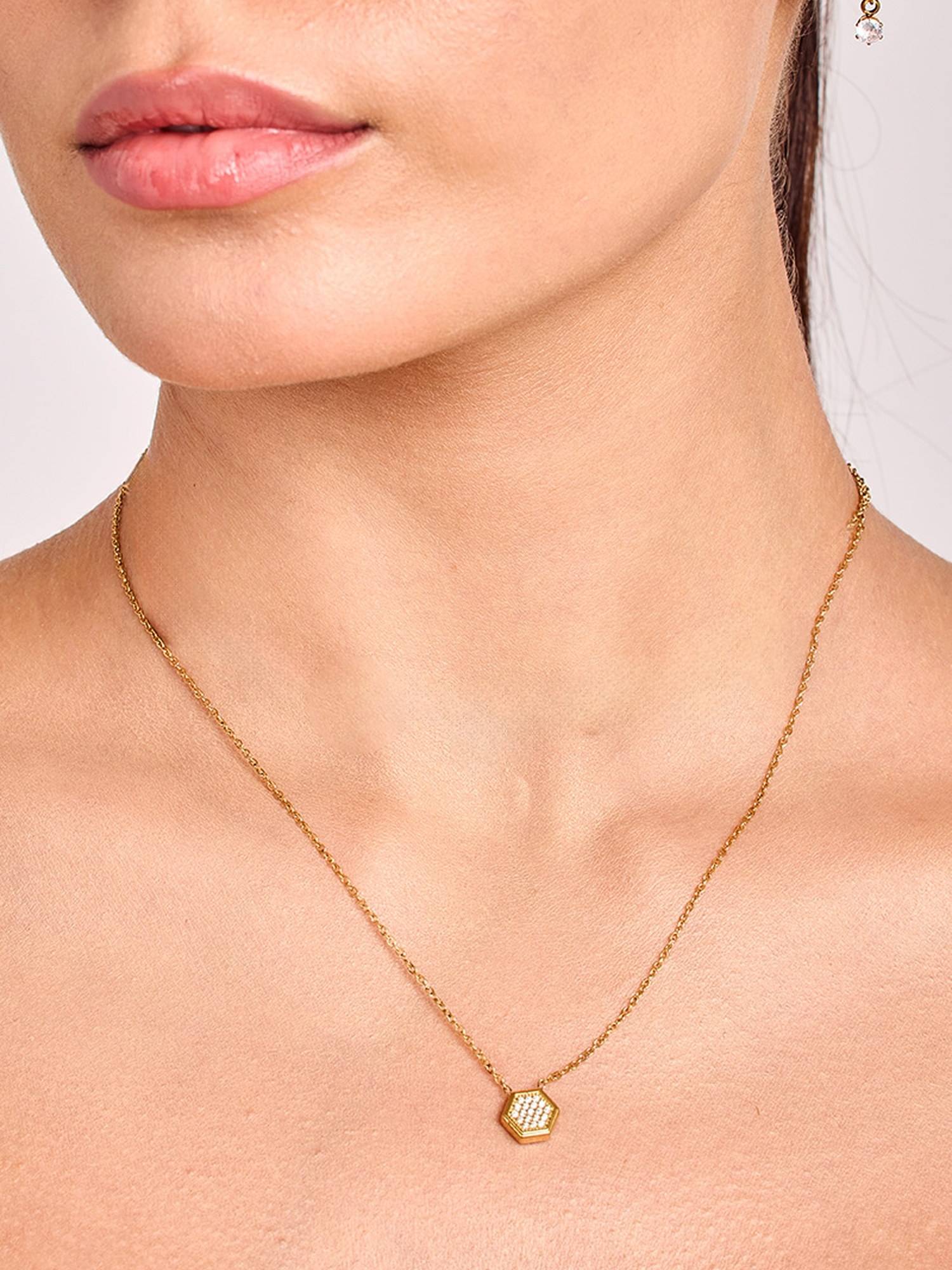 ELRA 18K Gold Plated Hive Necklace Stainless Steel Waterproof and Anti-Tarnish