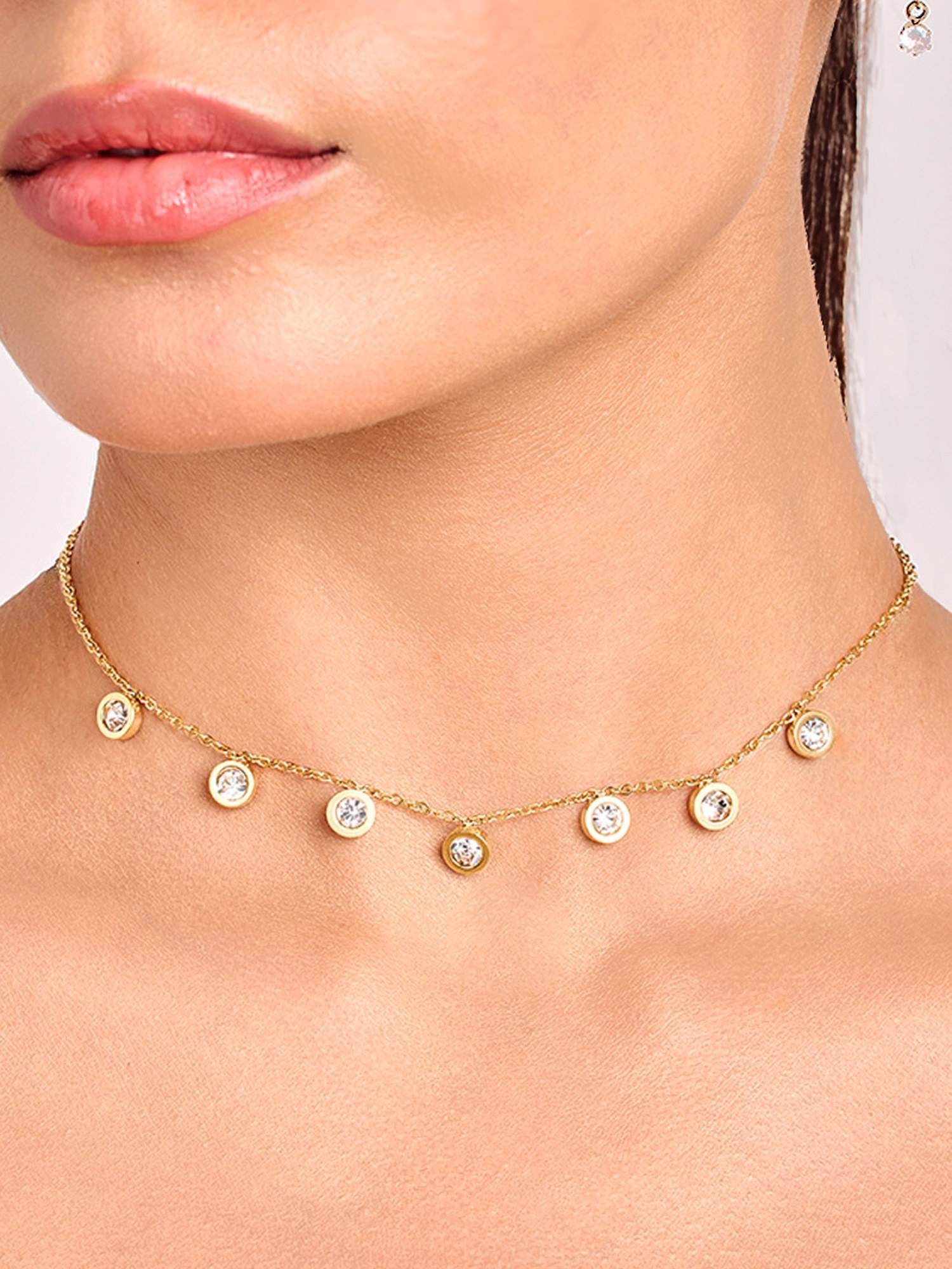ELRA 18K Gold Plated Delight Chain Necklace Stainless Steel Waterproof and Anti-Tarnish