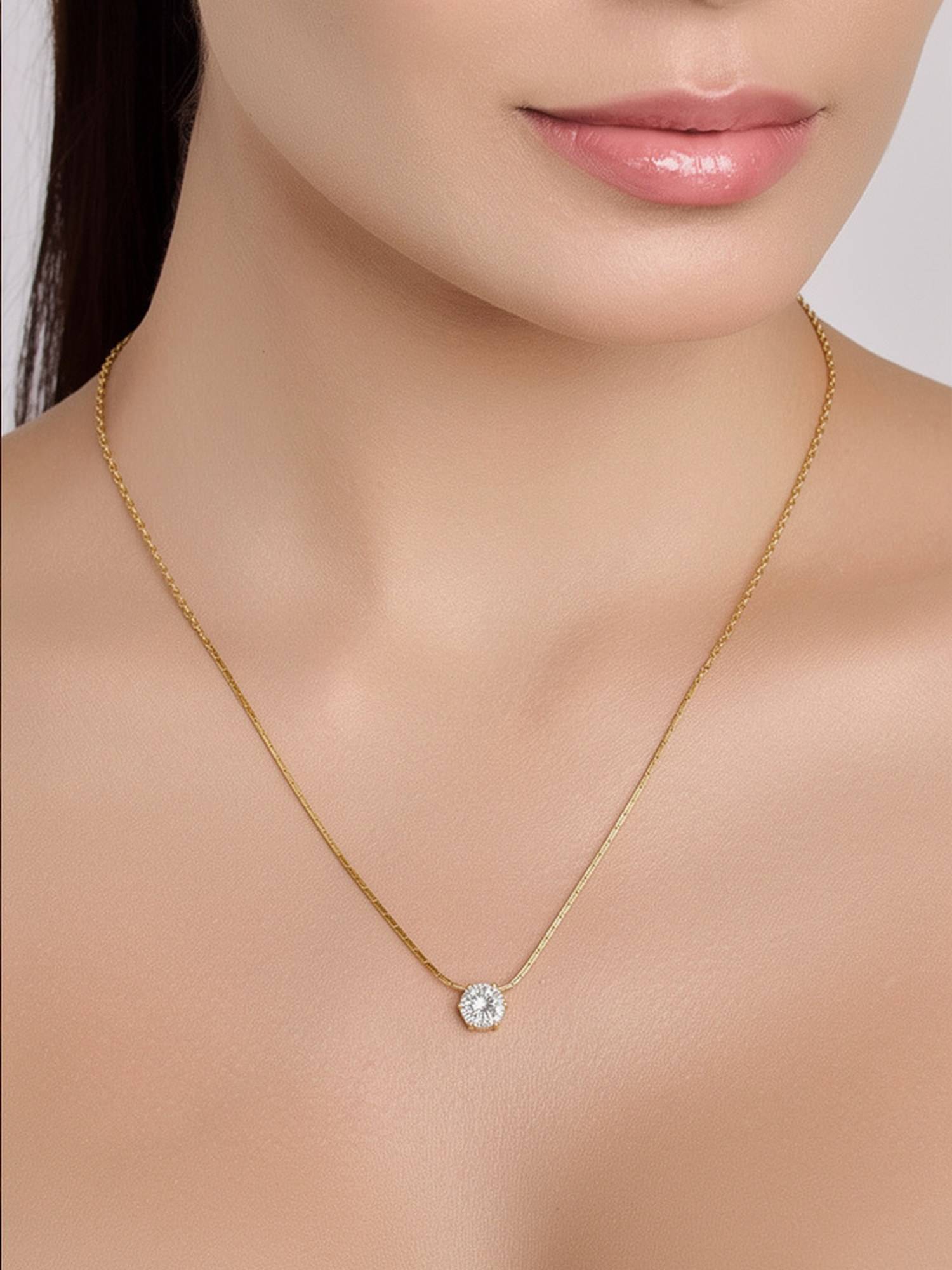 ELRA 18K Gold Plated Celeste Glow Necklace Stainless Steel Waterproof and Anti-Tarnish