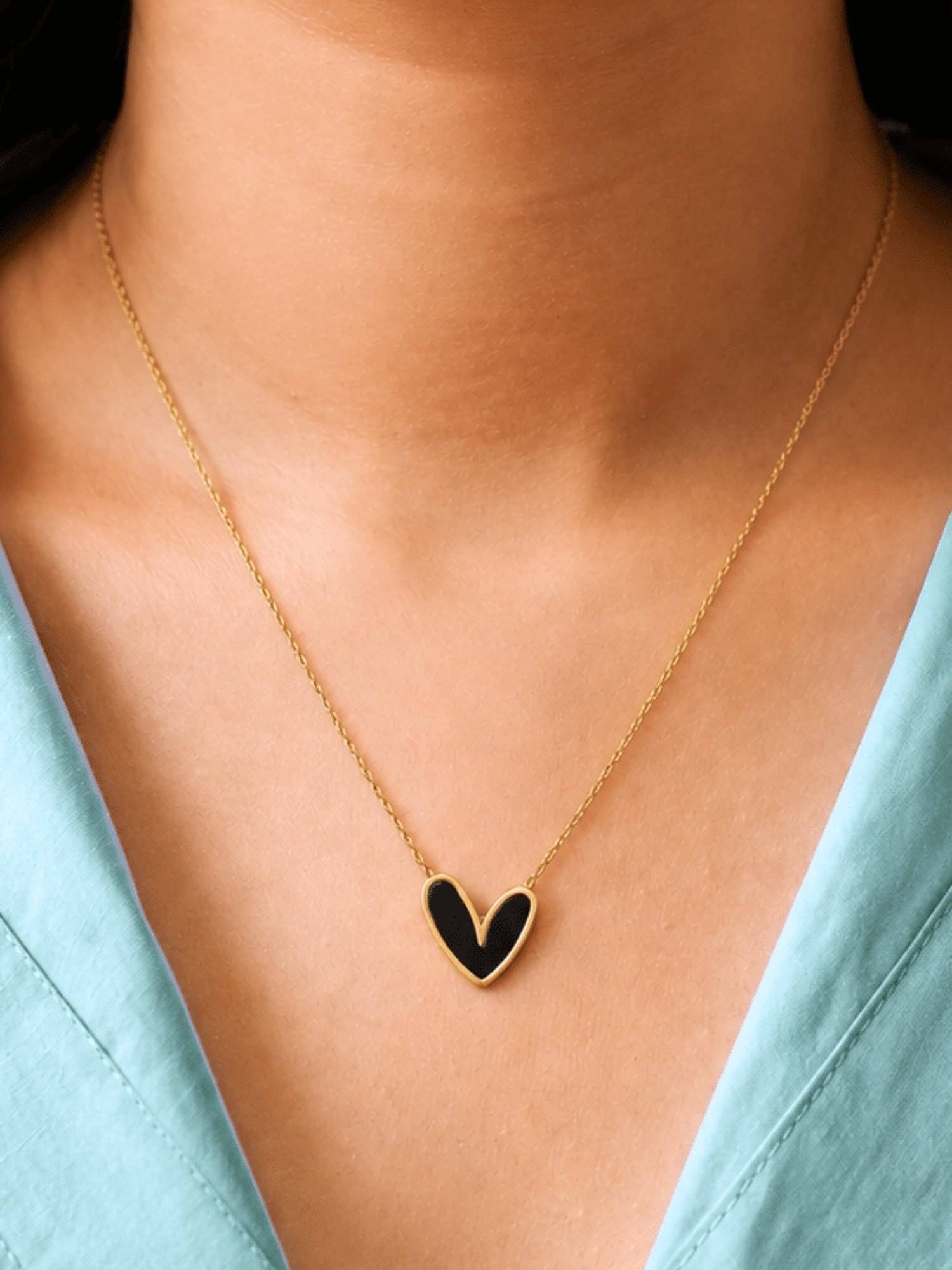 ELRA 18K Gold Plated Heart Necklace Stainless Steel Waterproof and Anti-Tarnish