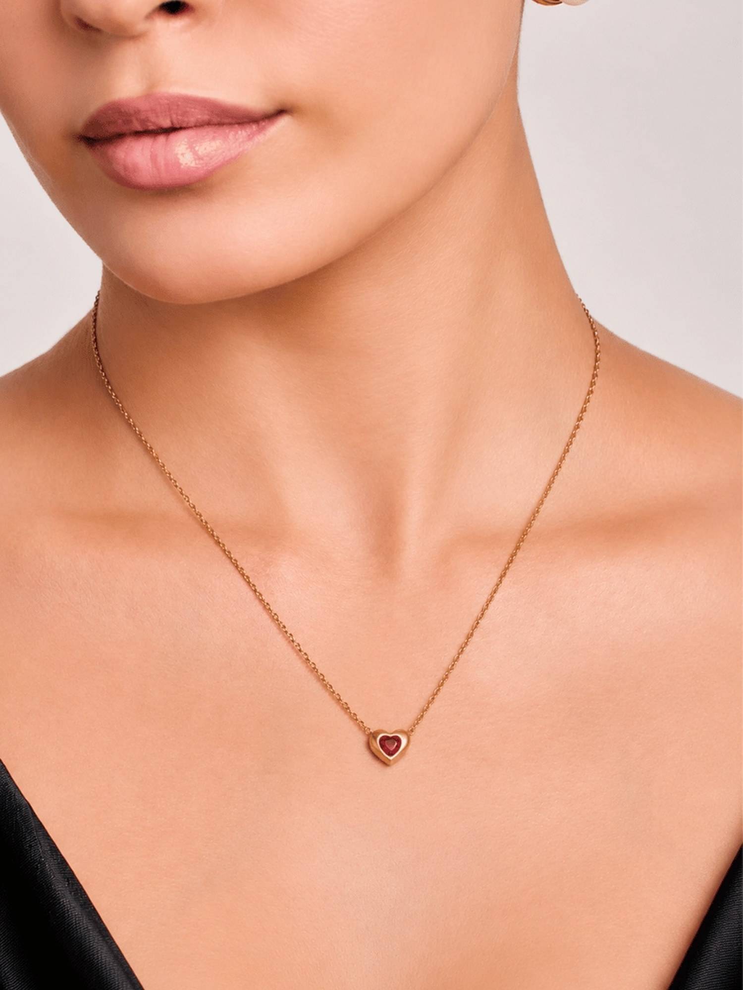 ELRA 18K Gold Plated Blush Heart Necklace Stainless Steel Waterproof and Anti-Tarnish