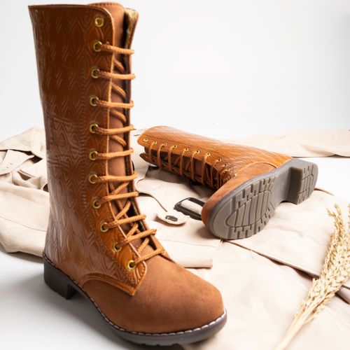 Shoetopia Stylish Casual Comfortable Tan Boots with elegant Lace-up Style  For Women (EURO 36)