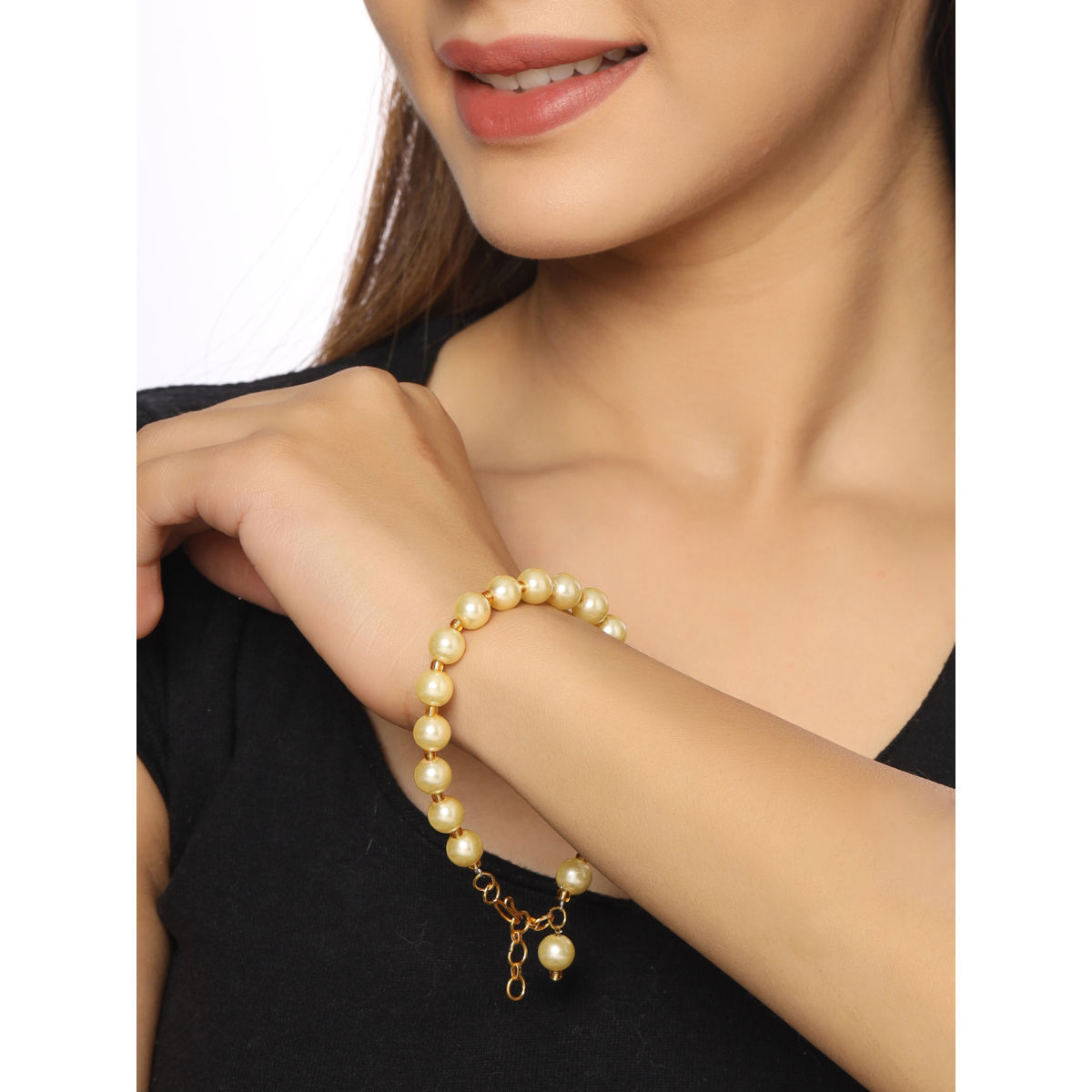 Buy Elegant Light Weight Pearl Gold Bracelet Designs Gold Covering Jewellery