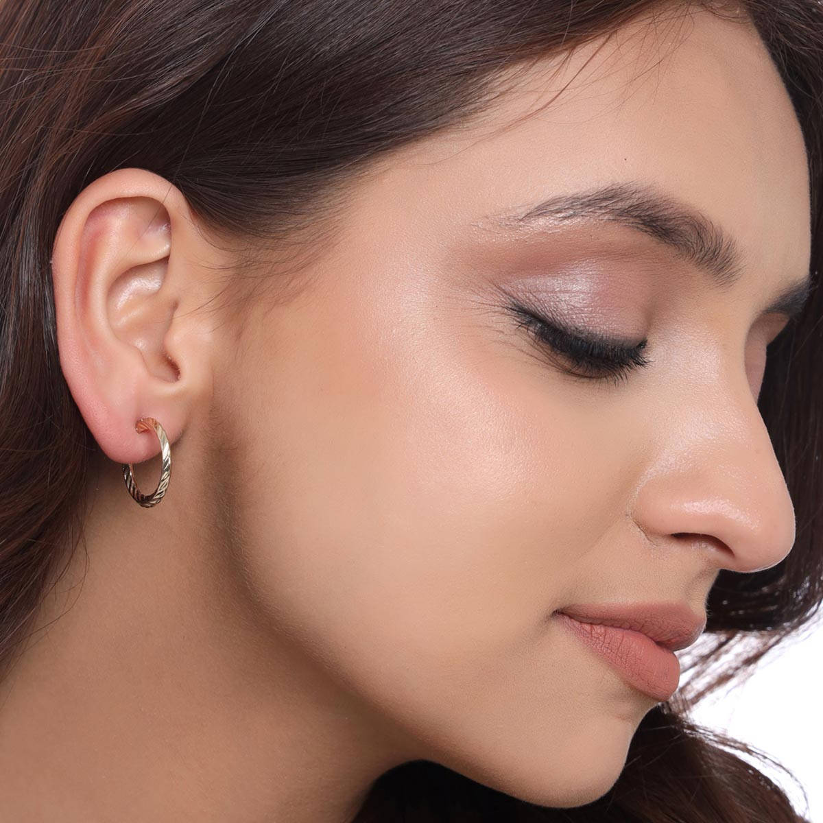 VIRAASI Gold-Toned Contemporary Textured Half Hoop Earrings