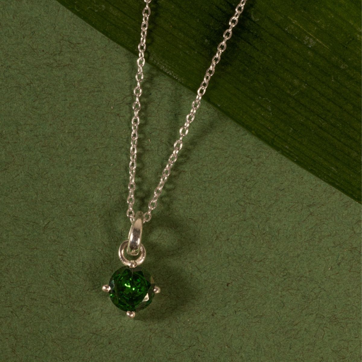 Birthstone Necklace | Silver & Emerald