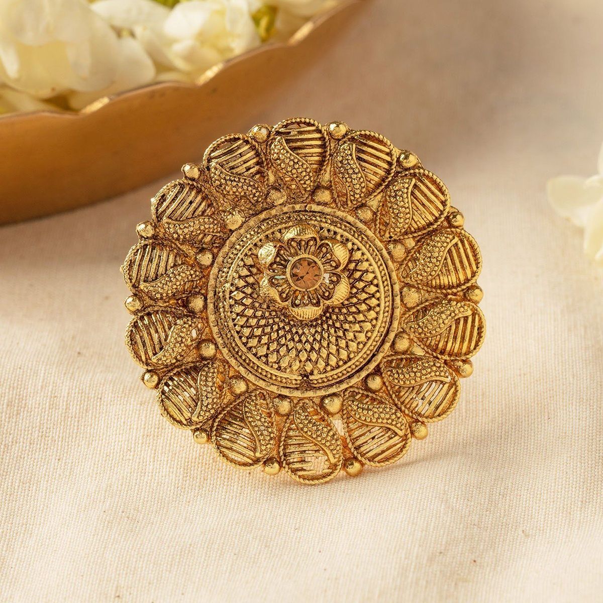 1 gram gold plated adjustable Jodha ring .-thunohoangphong.vn