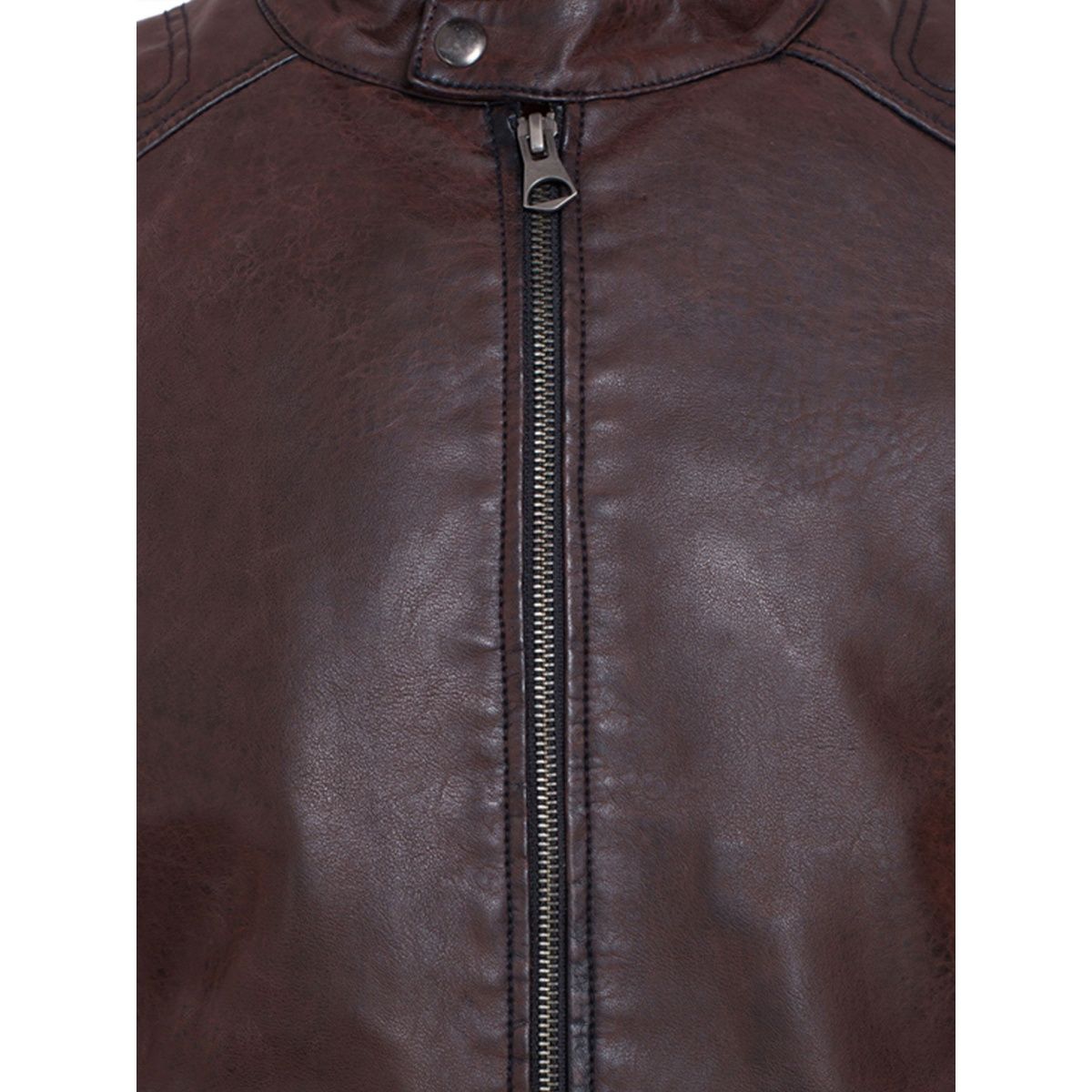 Buy Justanned Brown Leather Jacket Online