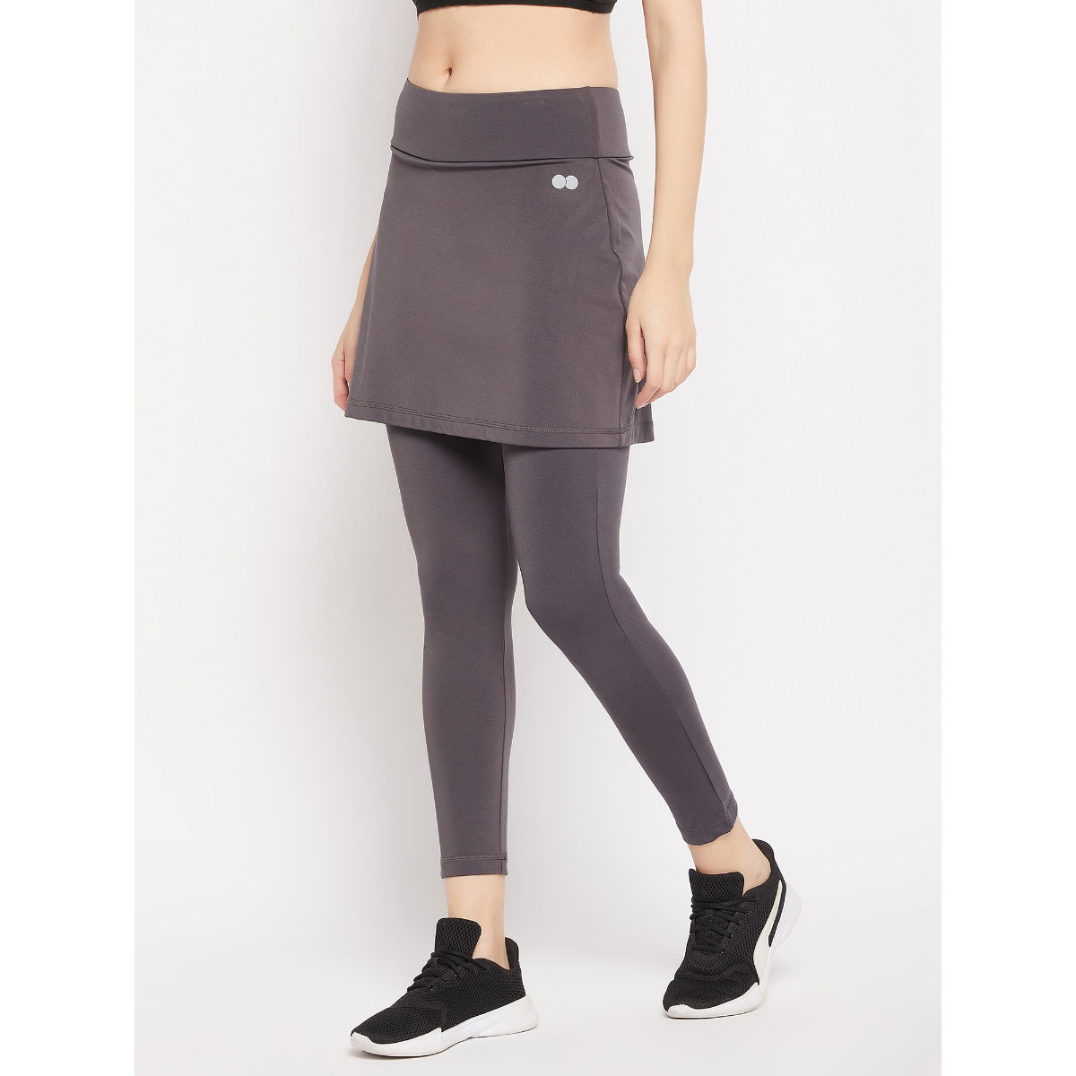 Clovia SnugFit High Rise Active Skirt with Attached Tights In Dark