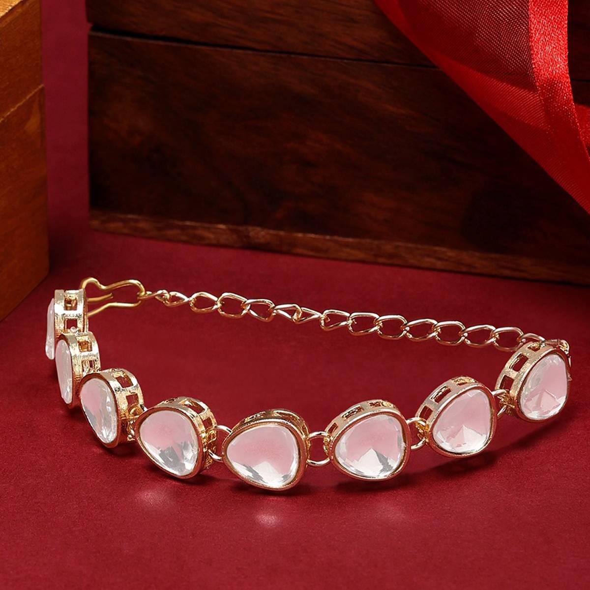 Zaveri Pearls Gold Tone Artificial Stones Ethnic Bracelet