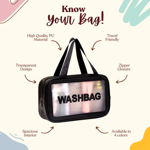 Buy Kayanara Transparent Travel Large Makeup Bag Black Wash Bag