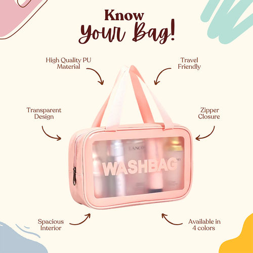 Buy Kayanara Transparent Travel Large Makeup Bag Pink Wash Bag