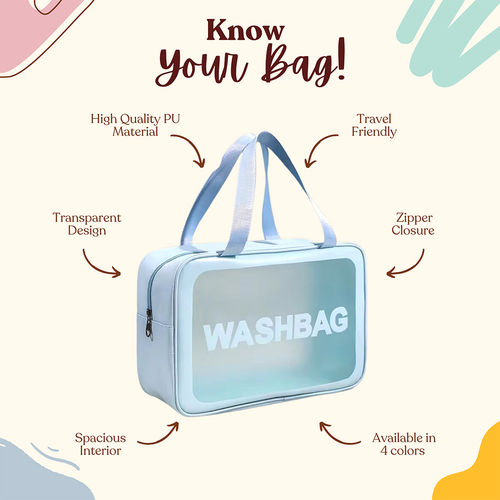 Buy Kayanara Transparent Travel Large Makeup Bag Blue Wash Bag
