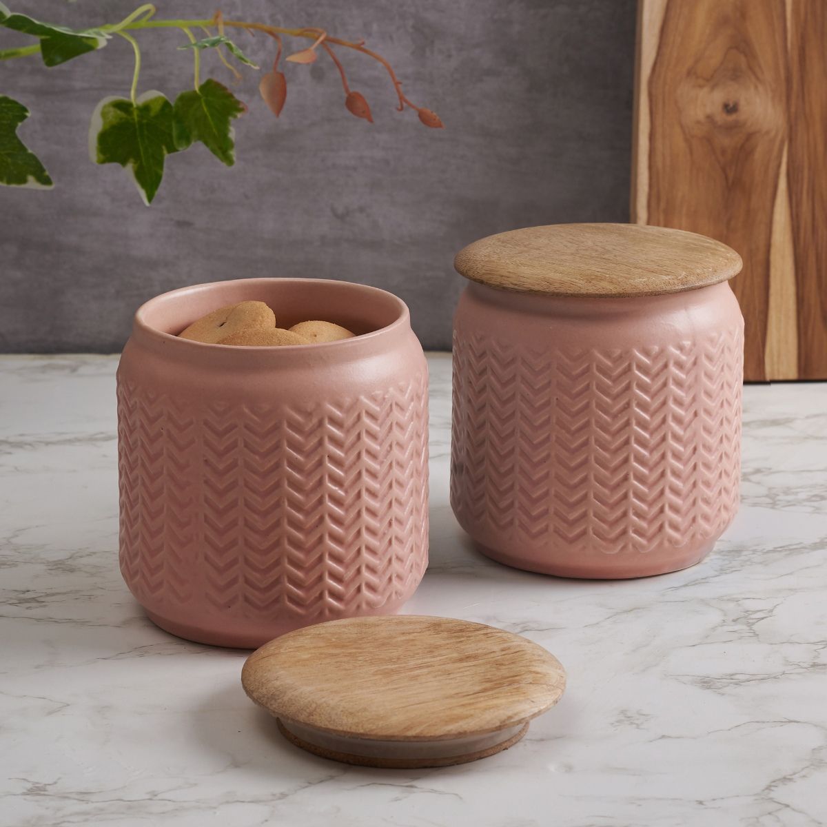 HomeTown Fiesta Ceramic Jar Set of 2 in Pink Colour Buy HomeTown