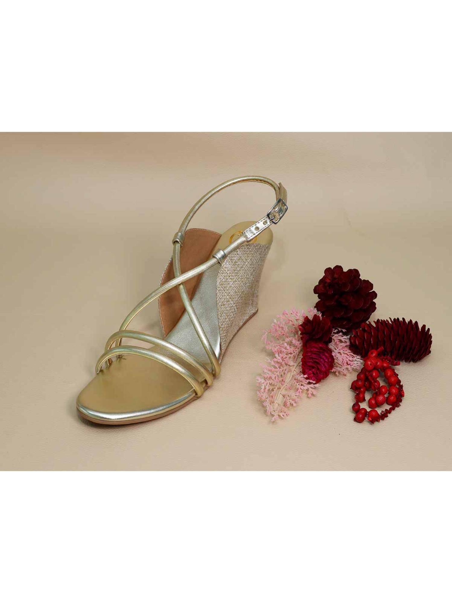 String Wedge Buy Sana K Luxurious Footwear Gold String Half Wedges Online