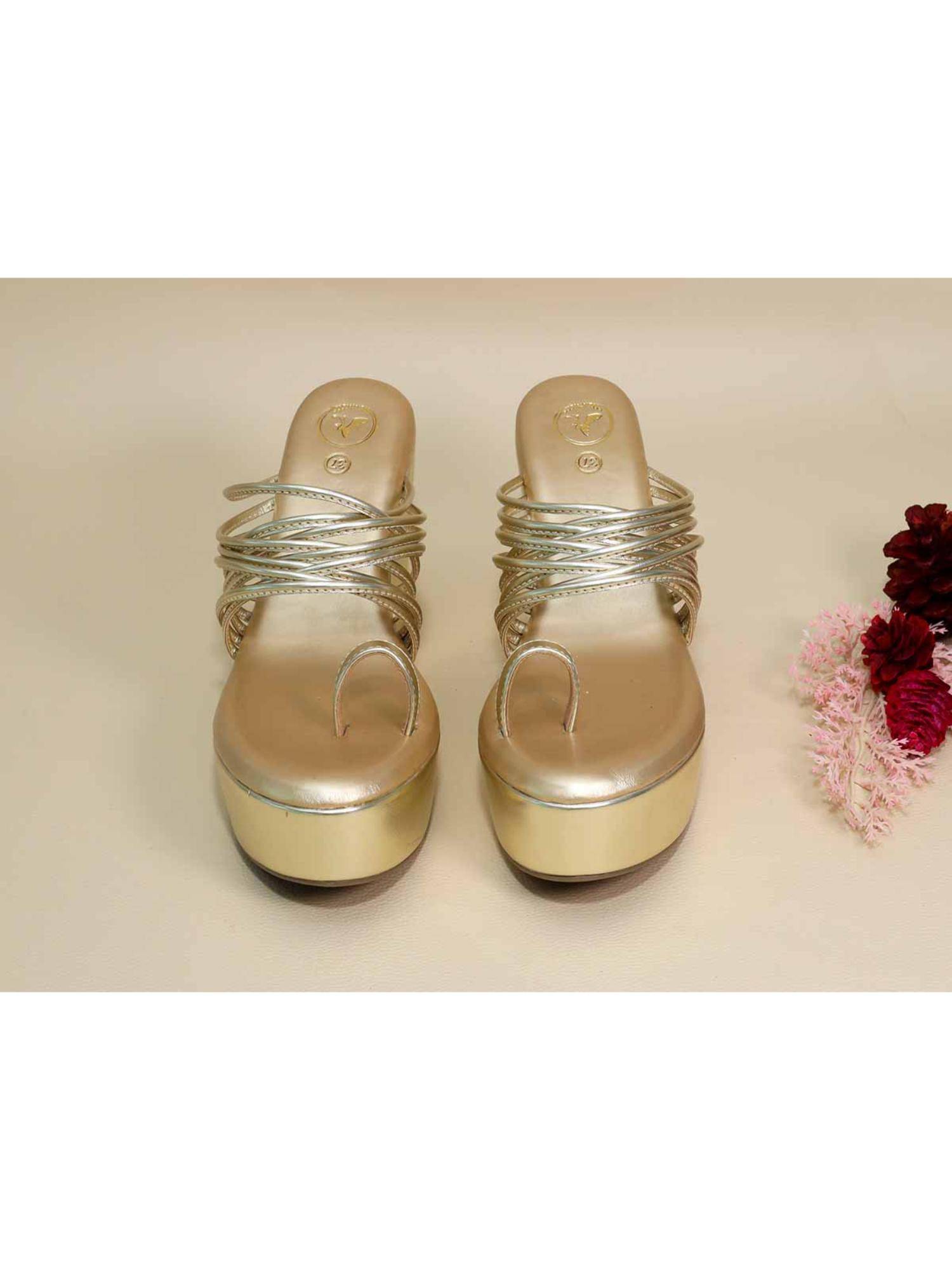 String Wedge Buy Sana K Luxurious Footwear Gold String Wedges Online