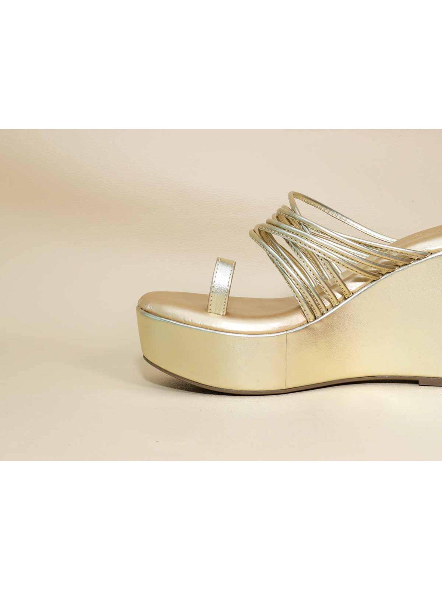 String Wedge Buy Sana K Luxurious Footwear Gold String Wedges Online
