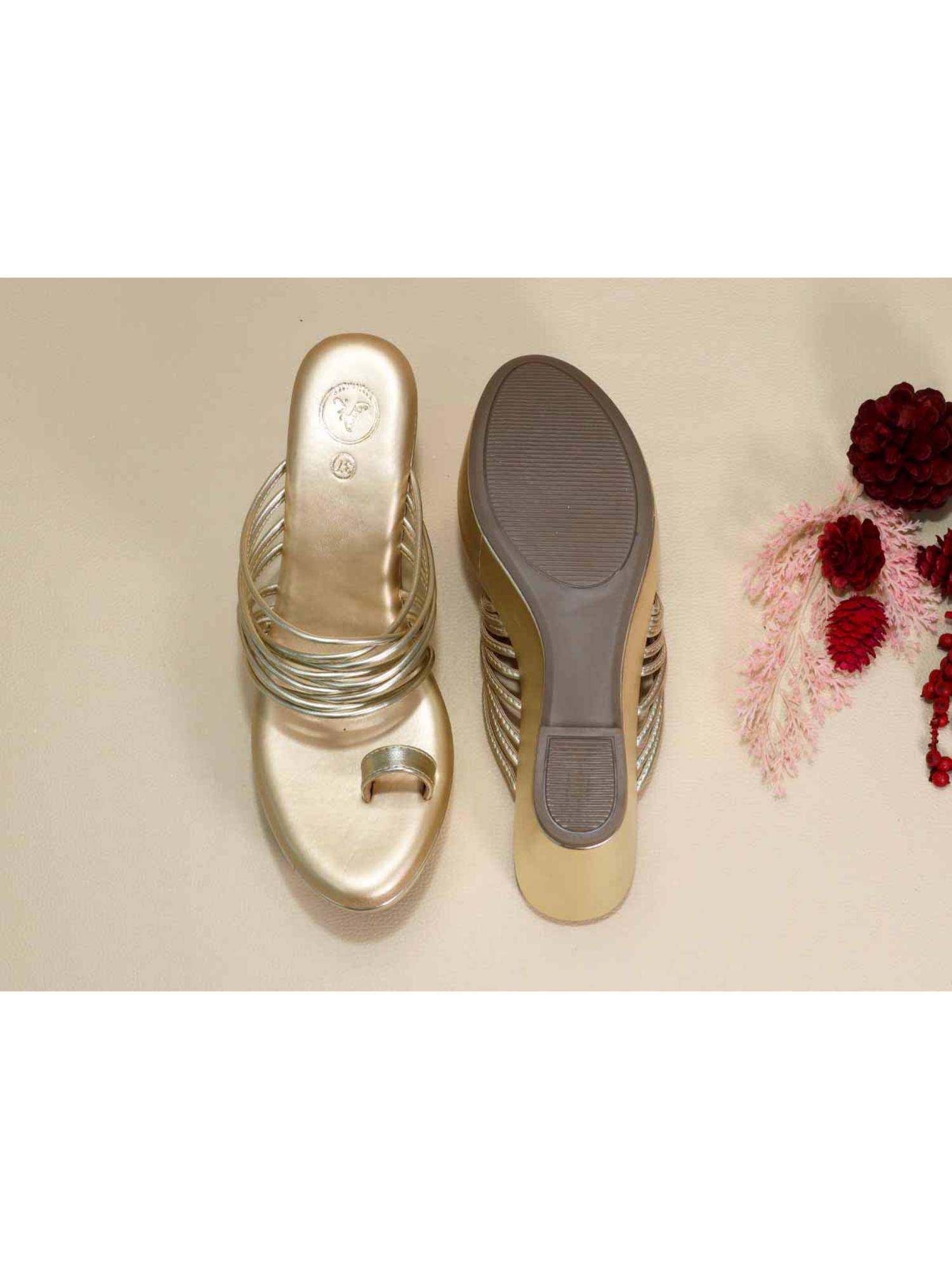 String Wedge Buy Sana K Luxurious Footwear Gold String Wedges Online