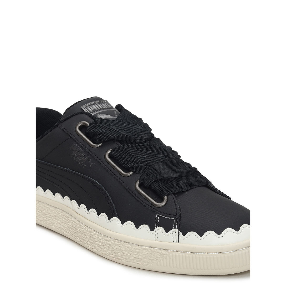 Buy Puma Basket Heart Scallop Women Black Sneakers Online