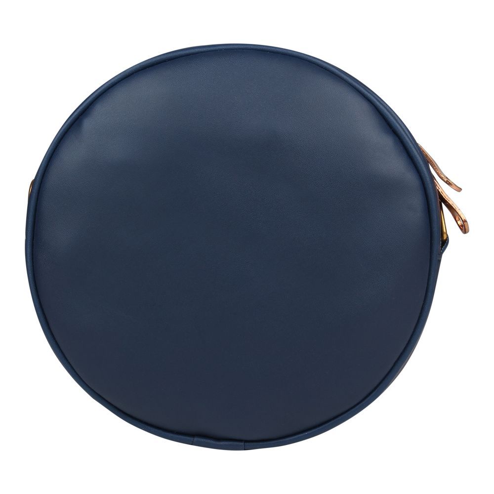 Buy Vivinkaa Faux leather round embroidery sling bag-Navy Online