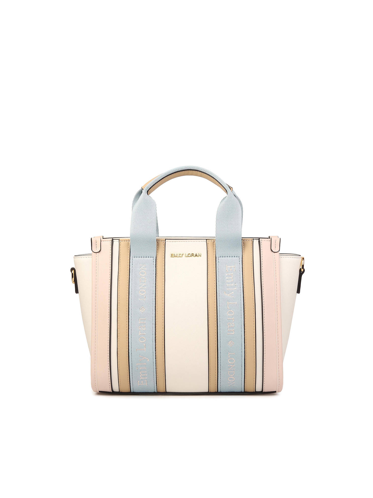 TREASO CLOSET Signature Stripe Handbag- White