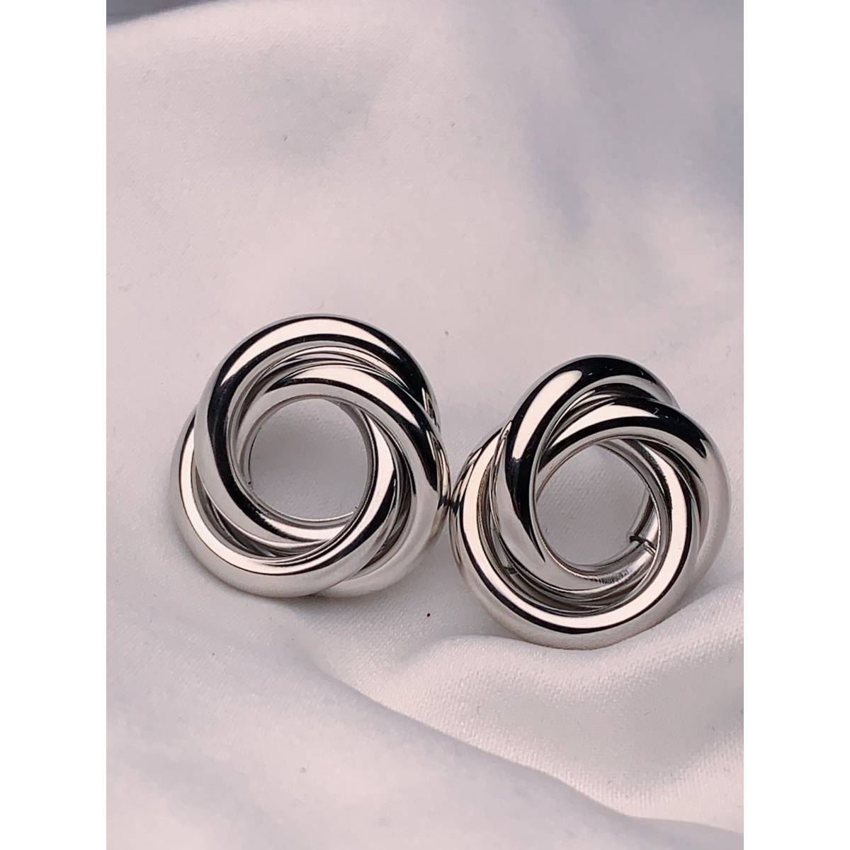 I Jewels Latest Fashion Trendy Stylish Silver Plated Geometric Twisted Chunky Stud Earrings