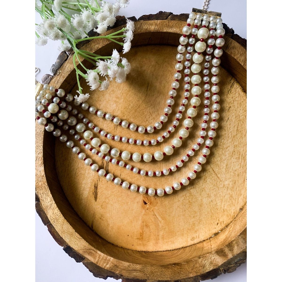 Early popular 1900 6 layered ball bead necklace