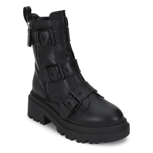 Guess Women Black Solid Combat Boots (UK 6)