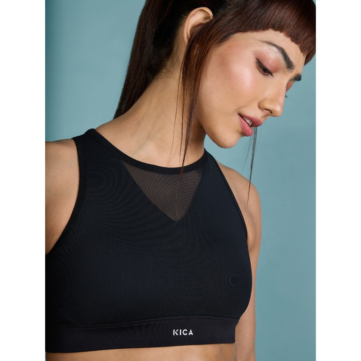 Kica High Support Mesh Sports Bra With Cups For Running And Gymming