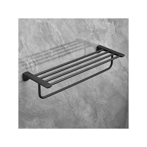 Buy Plantex Space Aluminium Towel Rack with Fix Towel Rod (Black