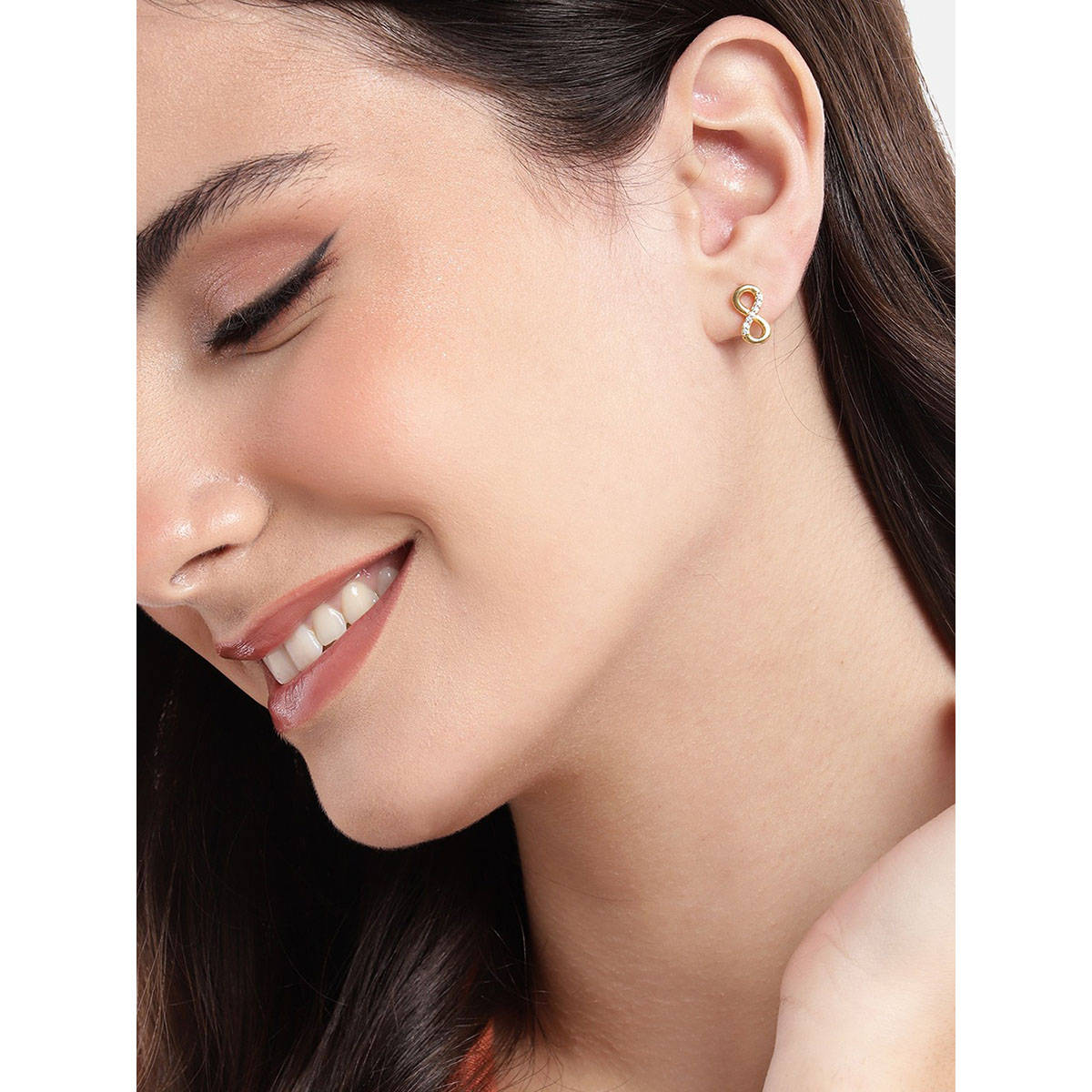 Buy Carlton London 18Kt Gold Plated with Cz Infinity Stud Earring Online