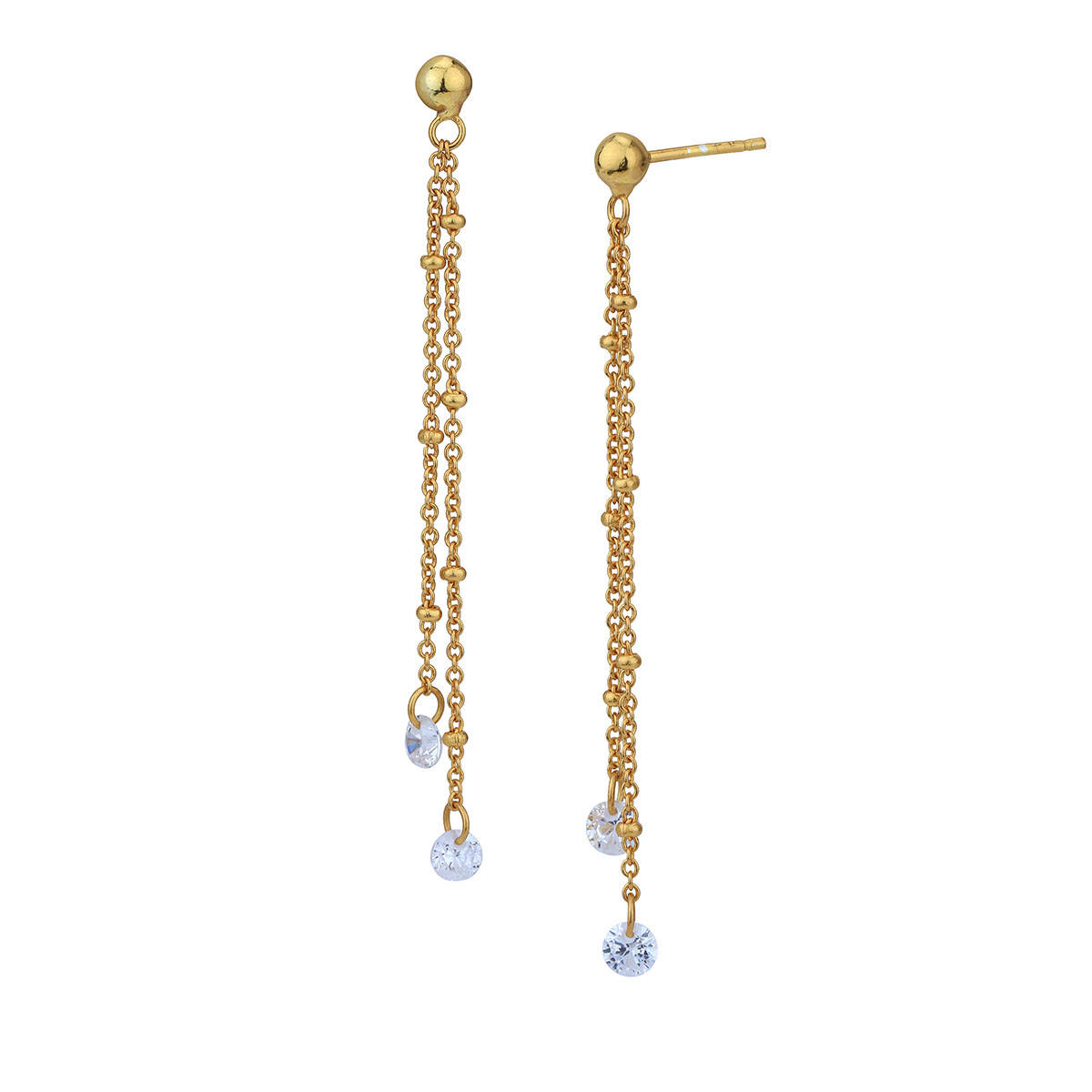 Buy Carlton London 18Kt Gold Plated Dangling Chain with Cz Drop Earring ...