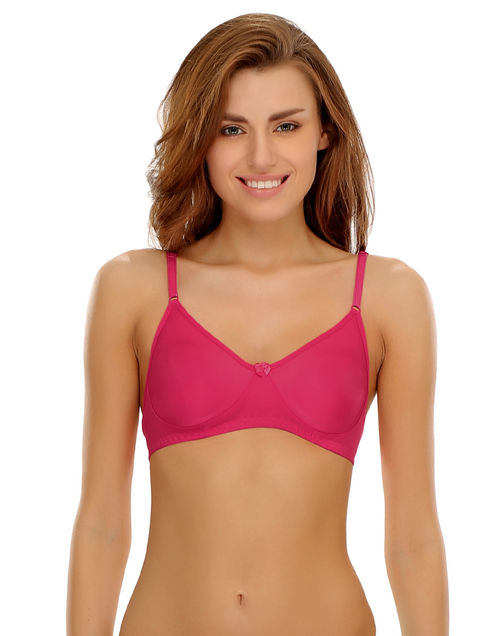 Clovia Cotton Rich Solid Non-Padded Full Cup Wire Free T-shirt Bra - Dark  Pink (36C)