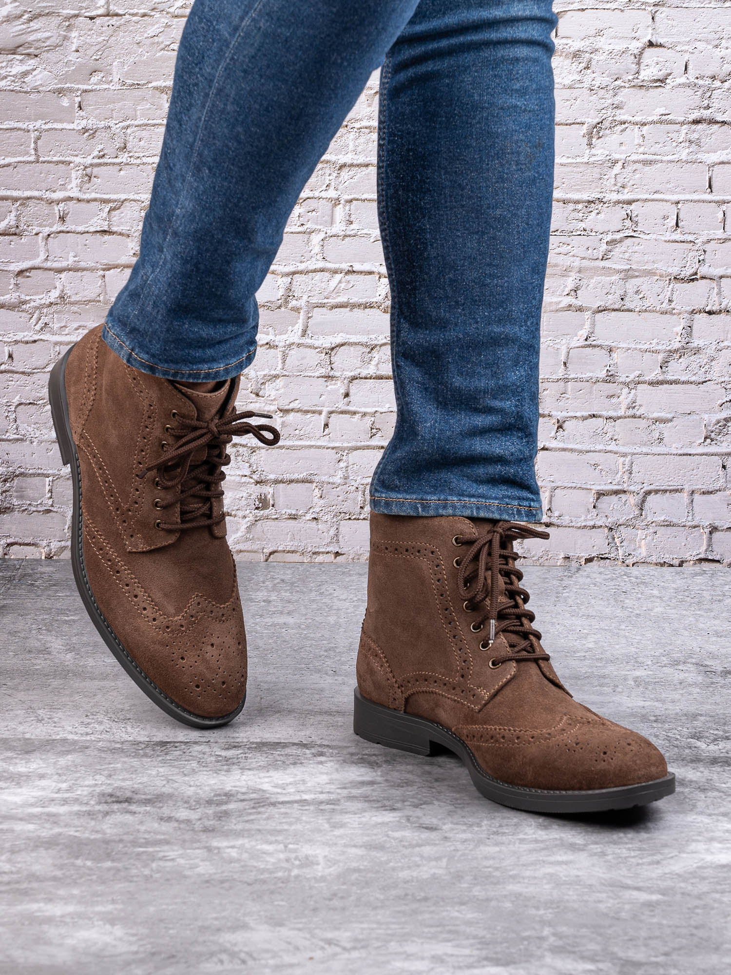 Brown suede brogue boots best sale