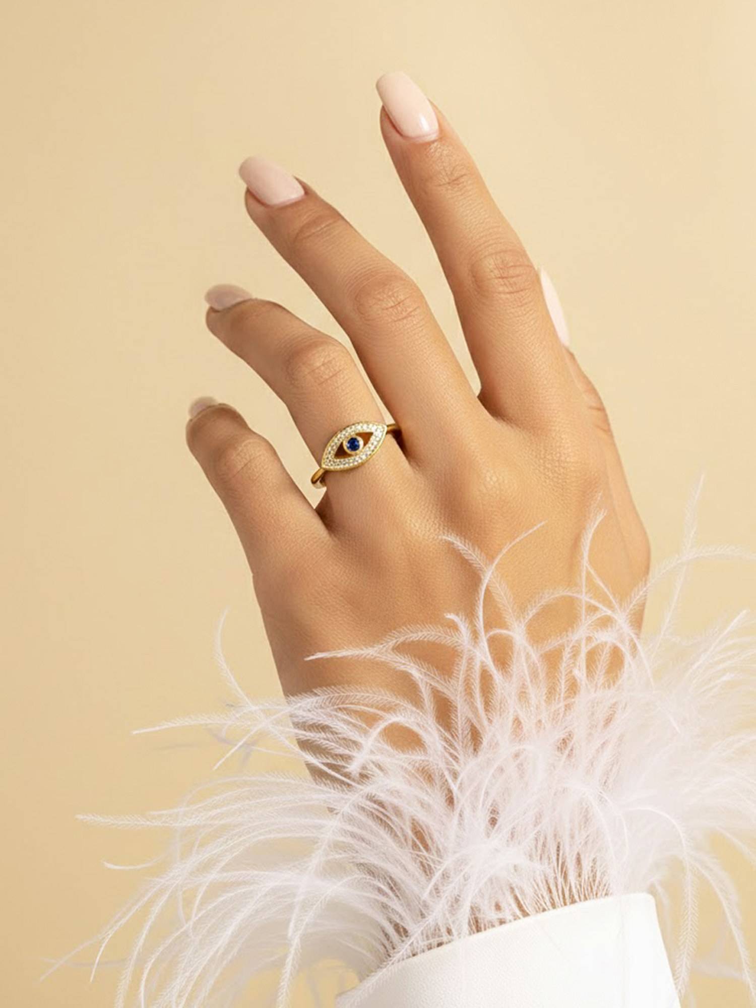 Designs & You Gold Plated Evil Eye Themed Adjustable Ring