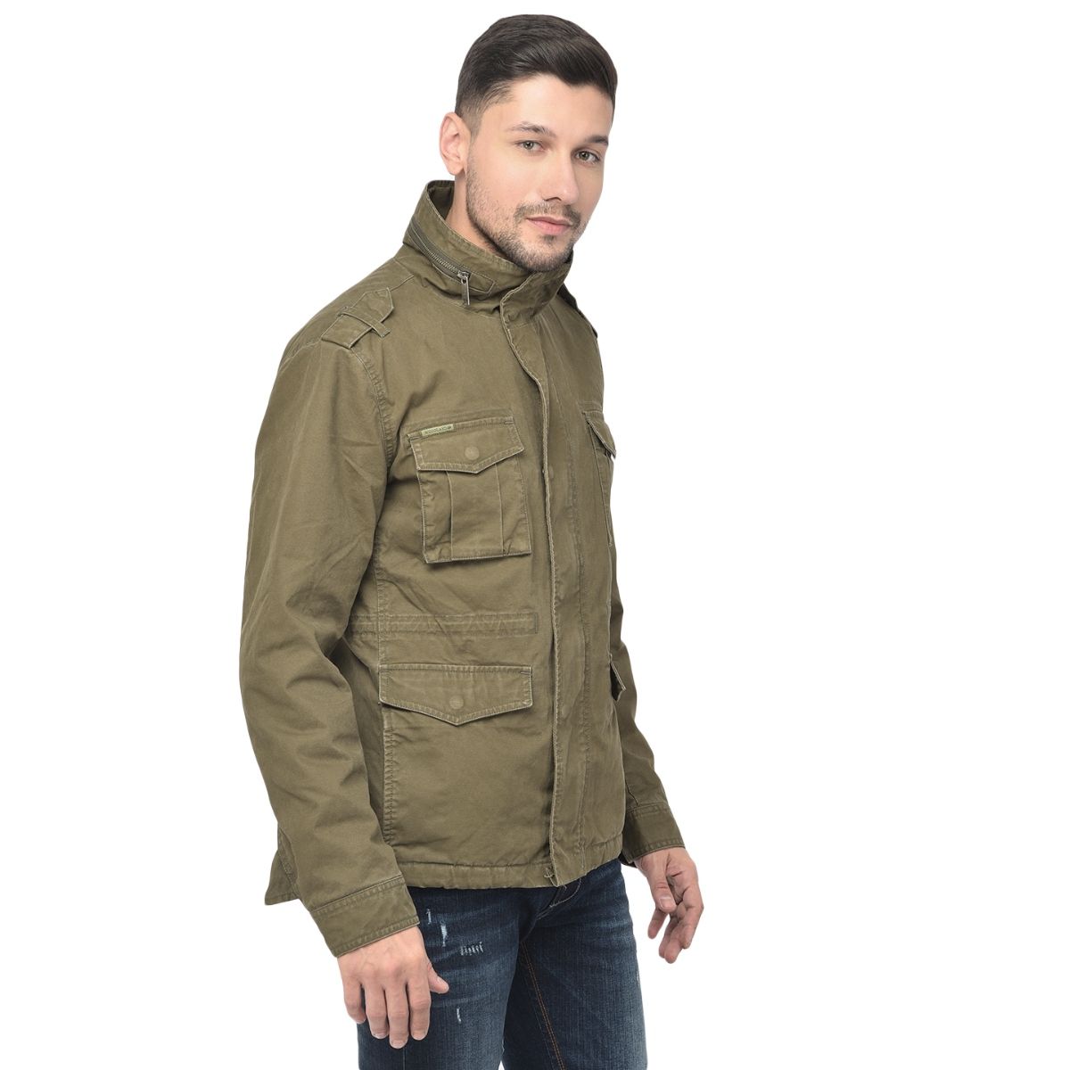 Buy Woodland Mens Polyster Casual Regular Jacket (Grey, S) at Amazon.in