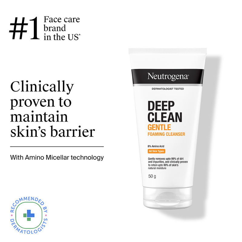 Neutrogena Deep Clean Gentle Foaming Cleanser - Moisturizing Face Wash for Normal to Sensitive Skin