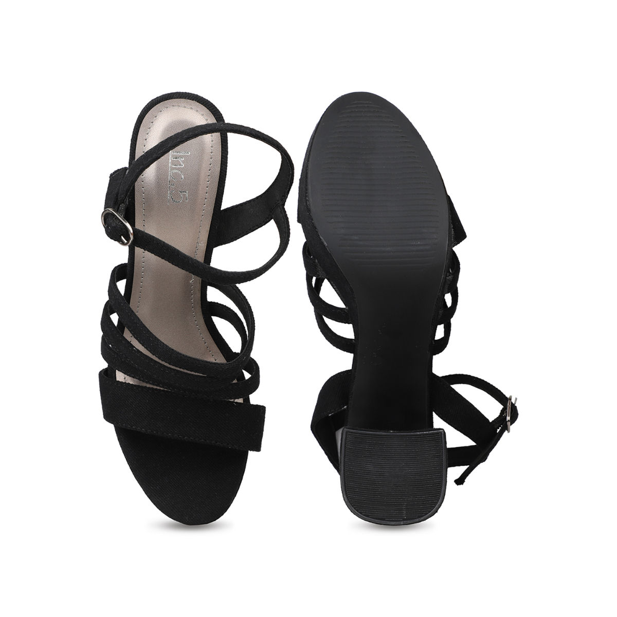 Buy Inc.5 Women Black Party Wear Striped Round Toe Block