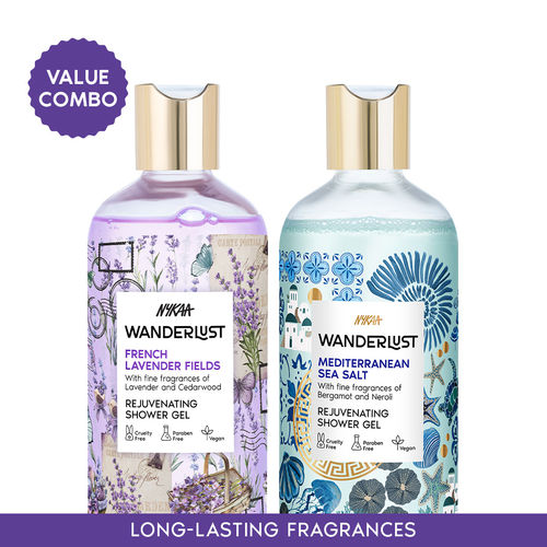 Wanderlust Fresh Floral Body Wash Combo Mediterranean Sea Salt French  Lavender