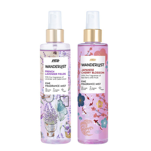 Wanderlust Best Sellers Floral Body Mist Combo Japanese Cherry Blossom  French Lavender