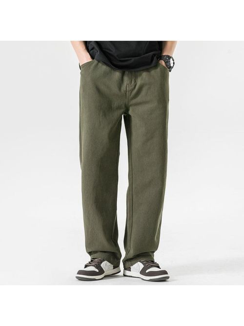 Off Duty India Army Green Baggy Fit Straight Leg Jeans Green