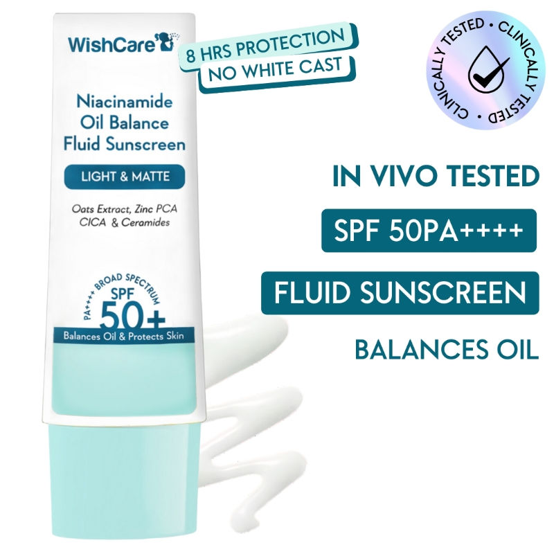 Wishcare Niacinamide Oil-Balance Sunscreen SPF50+ PA++++ | In-Vivo Tested | Light & Matte| Oily Skin