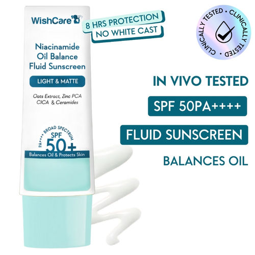 Wishcare Niacinamide Oil-Balance Sunscreen SPF50+ PA++++ | In-Vivo Tested | Light & Matte| Oily Skin